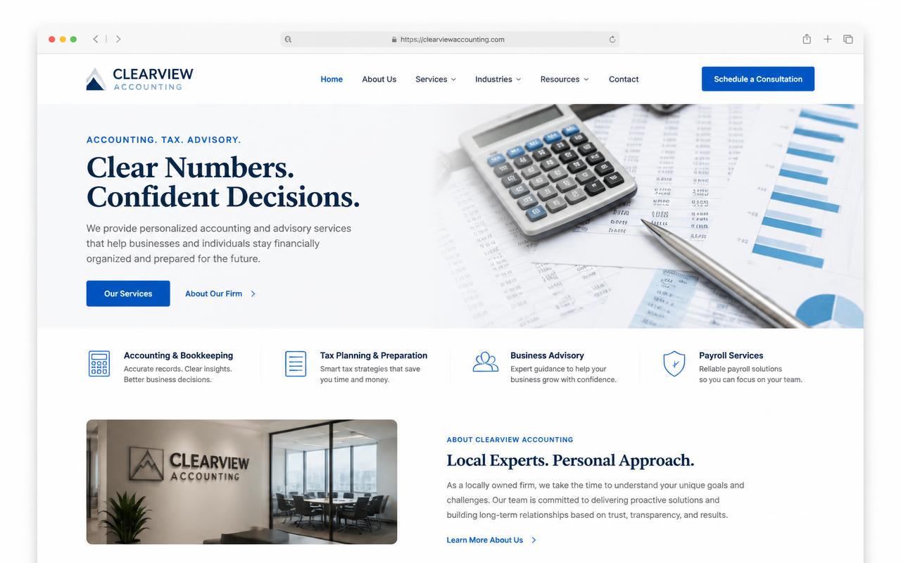 Site da Clearview Accounting