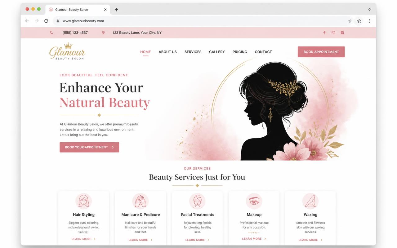 Site da Glamour Beauty Salon